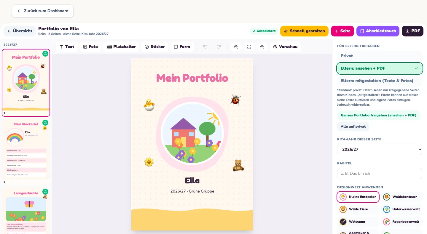 Portfolio Studio in Hello Kita – Ansicht PC